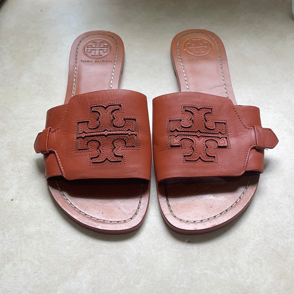 Brown Tory Burch slide sandals